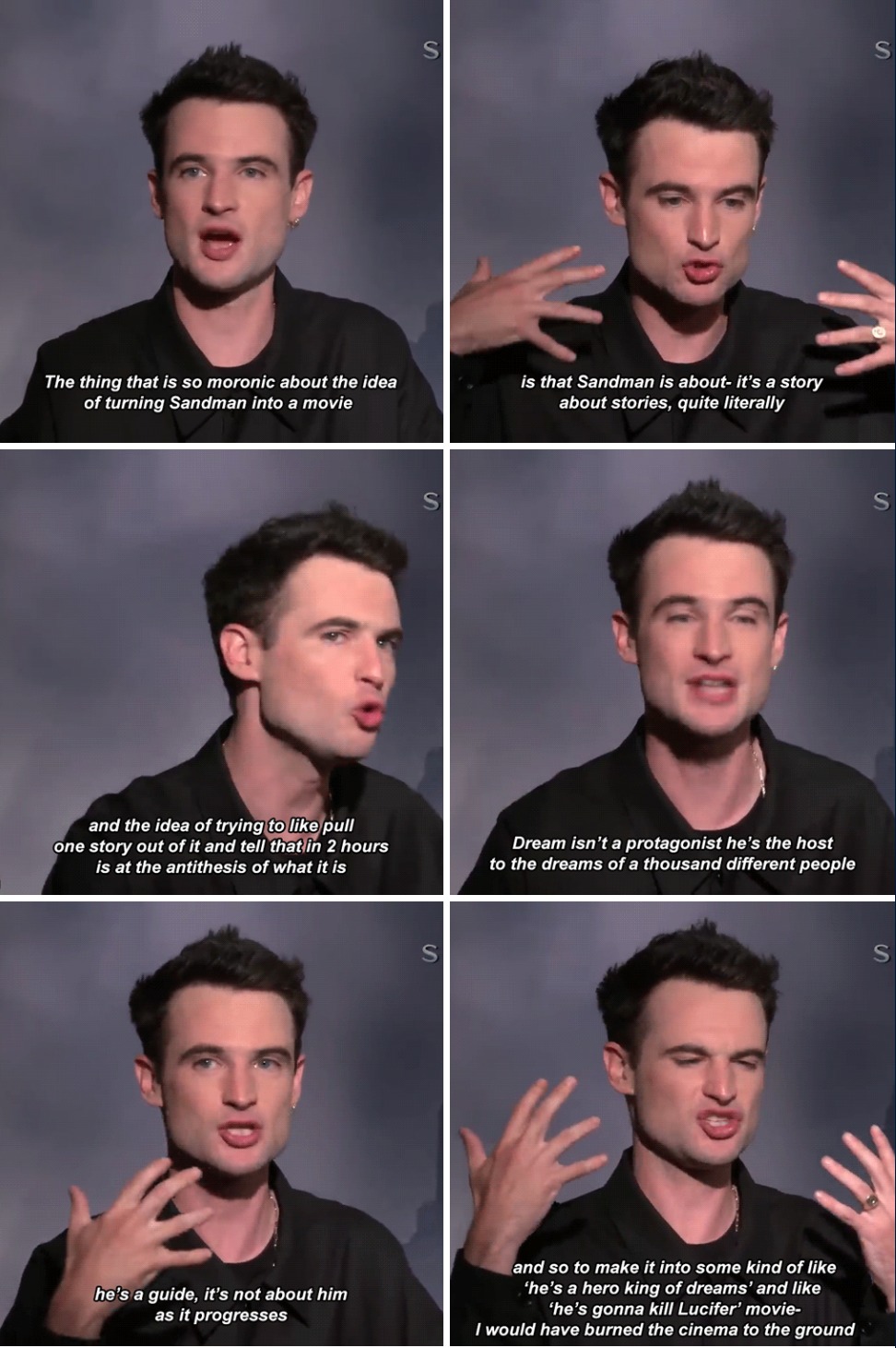 This meme is a screenshot of a TV interview with a comedian, where he's discussing the movie "The Sandman" (not the actual movie "Sandman" starring a young boy, but a movie about a man with a supernatural ability to enter people's dreams). The comedian says that the movie "The Sandman" is "like a movie about a guy who can enter people's dreams" and that it's "like a movie about a guy who can enter people's dreams". He then says that the movie "The Sandman" is "like a movie about a guy who can enter people's dreams" and that it's "like a movie about a guy who can enter people's dreams".