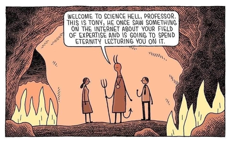This meme is a play on the classic "In Heaven" joke, but with a twist. The image shows a scene from the afterlife, where a person is being greeted by a devil-like figure, but instead of saying "In Heaven", the devil says "In Hell". The text at the top of the image reads: "Welcome to Hell, I never thought I'd get a job here. I'm a computer science major, I never thought I'd end up down here."