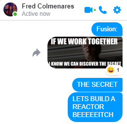 The meme is a screenshot of a Discord conversation where someone has shared a meme with a picture of a man with a confused expression. The text above the image reads "I know what I'm doing" and below it says "I don't". The conversation is between two users, "Dr. Doom" and "Dr. Doom 2", where "Dr. Doom 2" is trying to get "Dr. Doom" to reveal a secret.