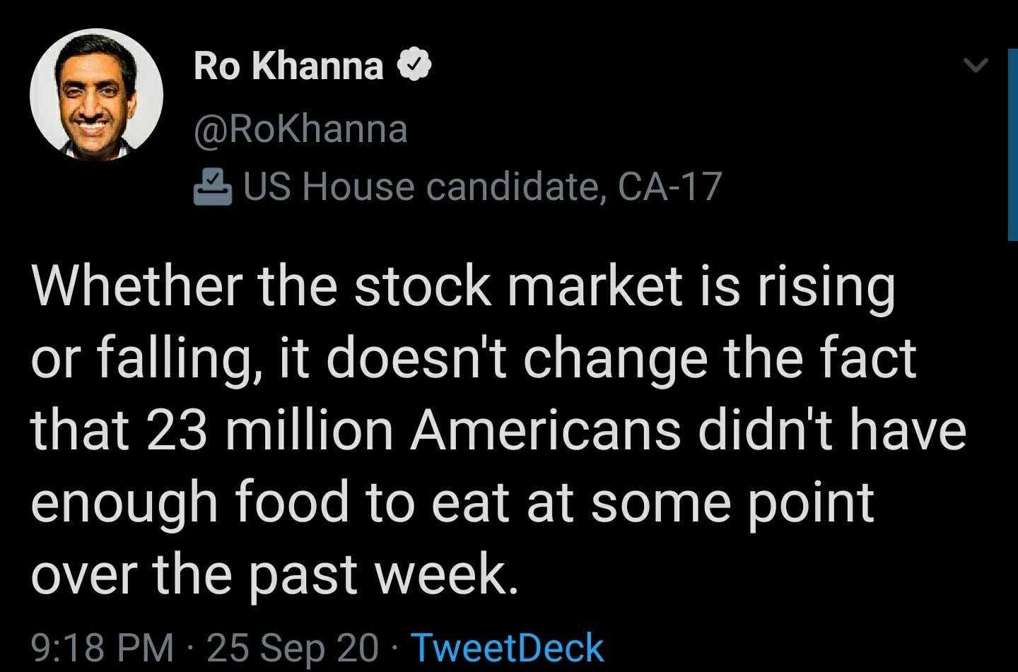 This meme is a screenshot of a tweet from a Twitter user named @RoKhanna, who is a US politician. The tweet says: "In 2-3 sentences, describe this meme for someone who cannot see it." The tweet is a joke, and it's asking the reader to describe the meme, which is a clever and humorous way to poke fun at the idea of describing a visual image that can't be seen.