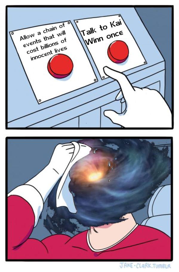 The meme is a Star Trek: Queer meme that pokes fun at the idea of exploring the universe's vastness. It features two buttons with humorous options, one that would allow a chain of events that would cost billions of in...