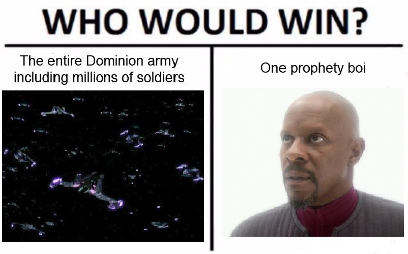 This meme is a humorous comparison between two fictional characters, one from the TV show "Game of Thrones" (Daenerys Targaryen) and the other from the TV show "The 100" (Clarke Griffin). The meme is a "who would win" scenario, with the text "The entire Dominion army including millions of soldiers" on one side, and "one" on the other. The implication is that even a single person (Clarke) could potentially defeat the entire Dominion army, a massive and powerful force, due to her strategic thinking and leadership skills.