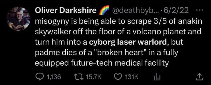 This meme is a play on words that juxtaposes two seemingly unrelated concepts: the infamous villain Darth Vader from the Star Wars franchise and the 2019 film "The Last Jedi" which features a character named "Darth Vader" but actually played by a different actor. The meme reads: "In 2019, we learned that Darth Vader was actually played by a method actor who suffered a severe injury during filming, forcing him to have his limbs amputated and replaced with cybernetic prosthetics. The actor, who was known for being extremely fit, had to undergo a series of painful surgeries and recover from a traumatic brain injury, and had to learn to walk again with the help of a cane."