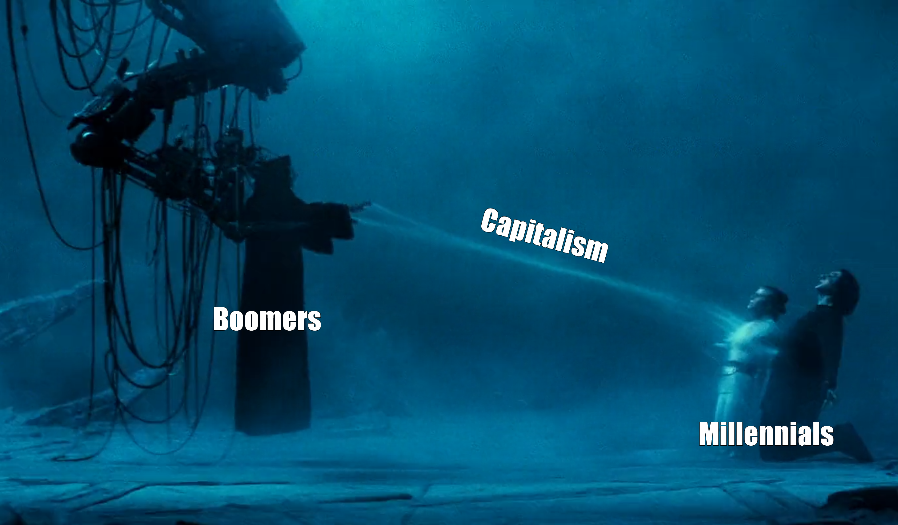 Okay, let's break down this image with the requested theoretical frameworks. It's a deeply evocative image, and rich for analysis. **Visual Description** The image presents a starkly blue-toned, atmospheric scene. It...