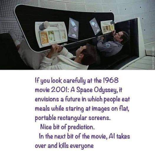 This meme is an image of a character from the movie "Blade Runner" (not "Blade Runner 2049") sitting in a chair, staring at a screen. The text on the image reads: "If you look at this movie and think 'wait a minute... this guy is eating a sandwich... in space... in 2019... I need to recheck my life choices'".