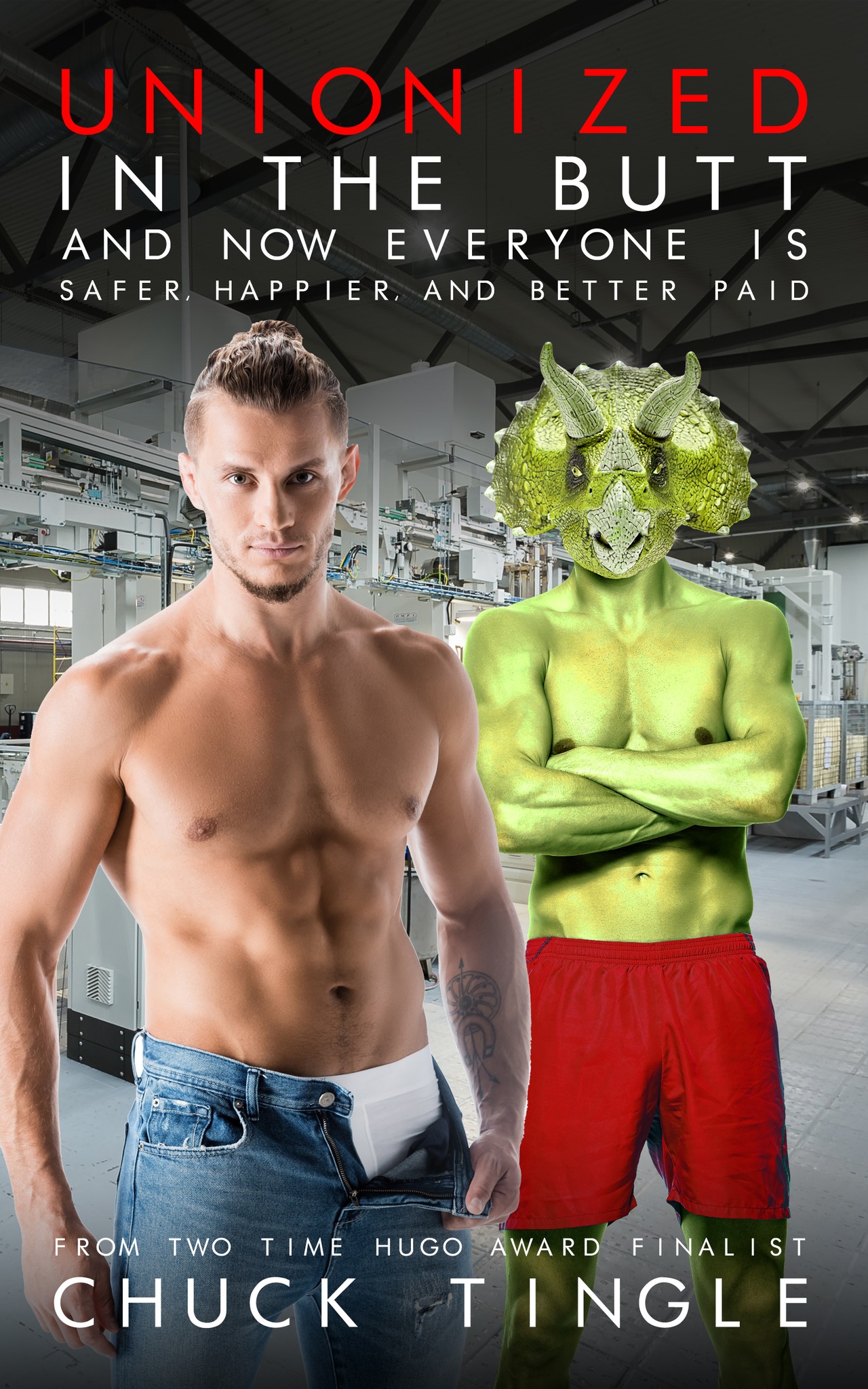 The meme is a photo of a person with a robotic body and a human head, standing in a factory-like setting. The text overlay reads "I can see you're upset about the whole androids taking jobs thing, but you have to understand, I'm just trying to make a living."
