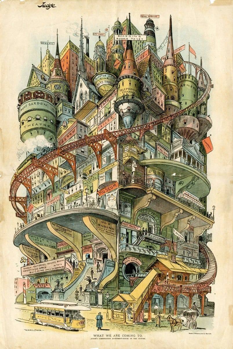 This meme is an illustration of a futuristic cityscape, with towering skyscrapers and flying cars zipping through the air. The image is captioned "This is what the future will be like" and features a series of wacky and fantastical elements, including a giant robot, a flying car, and a person riding a unicycle on a high wire. The overall tone is playful and humorous, implying that the artist has a tongue-in-cheek view of what the future might be like.